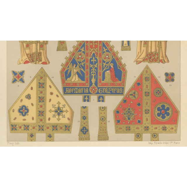Racinet, Medieval Bishop Vestments & Gothic Mitres, 1888, Paper For Sale - Image 6 of 9