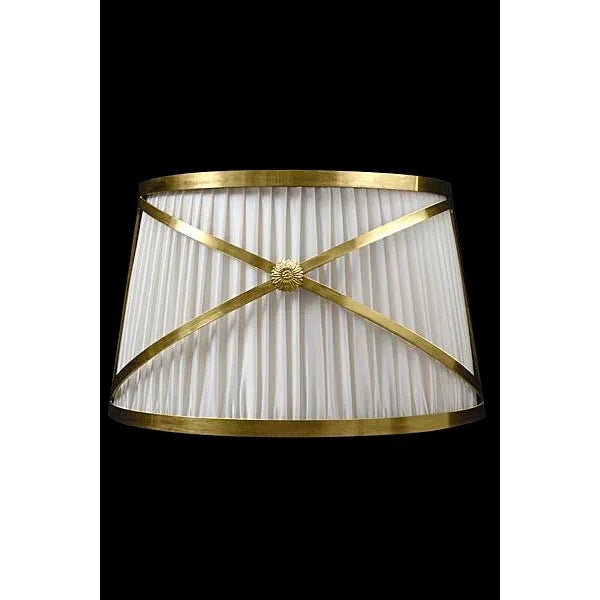 Drum Mezzo - Moderne style pleated linen half drum shade wall light, cast brass crosshatched frame with medalion detail....