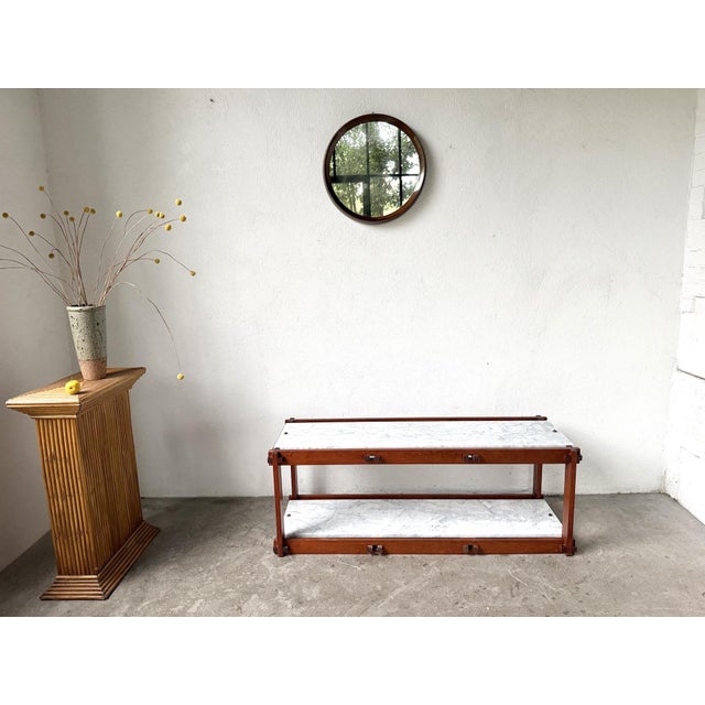 Mid-Century Modern Italian Modernist Étagère in Teak and Carrara Marble, 1950s For Sale - Image 3 of 18