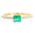 Natural Emerald Square Cut Thin Ribbed Band Stacking Ring in 18k Yellow Gold Size 7 For Sale