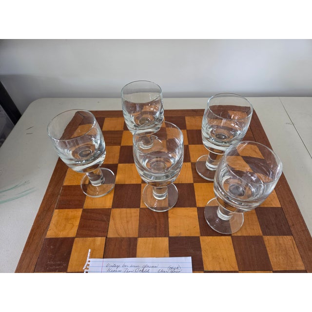 Set of 5 Krosno Thor goblets. These beautiful thick glass goblets originated from Poland.