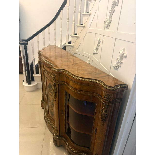 Mid 19th Century Antique Serpentine Marquetry 4-Door Credenza, 1860s For Sale - Image 5 of 18