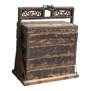 1930s Asian Vintage Restaurant Wood Food Box For Sale