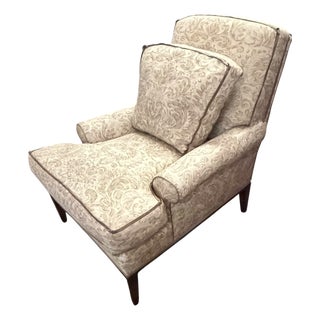 1 of 2 Nancy Corzine Roll Arm Upholstered Club Chair For Sale