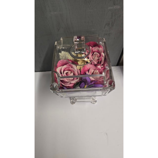 Vintage Square Glass Footed Compote With Lid / 1880 Adams & Co. For Sale - Image 10 of 11