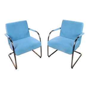 Visa Lounge Chairs in Light Blue Mohair by Antonio Citterio for Vitra-A Pair