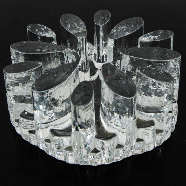 Glass 1960s Mid Century Modern Art Crystal Glass Bel Mondo Clear Textured Holder Shutte West For Sale - Image 7 of 12