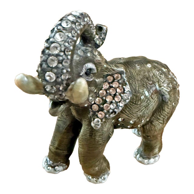 Jay Strongwater Hand-Enameled & Swarovski Bejeweled Elephant Figurine For Sale
