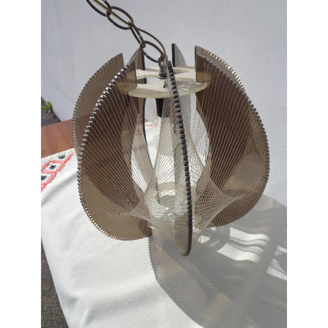 Mid Century Lucite Pendant Light Chandelier Paul Secon Sompex Fixture For Sale In Los Angeles - Image 6 of 10