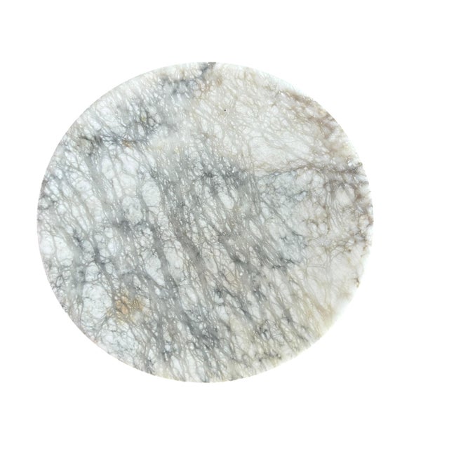 1970s Vintage Italian Gray Veined Alabaster Marble Compote Tazza For Sale - Image 5 of 9