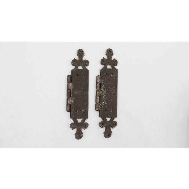 Pair of Mid 20th Century Arts & Crafts Steel Door Hinges For Sale - Image 4 of 4