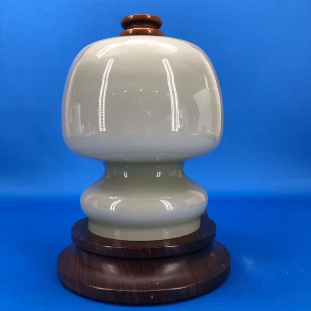Wood Italian Mid-Century Modern Opaline Shade Night Table Lamp, Mid 20th Century For Sale - Image 7 of 12