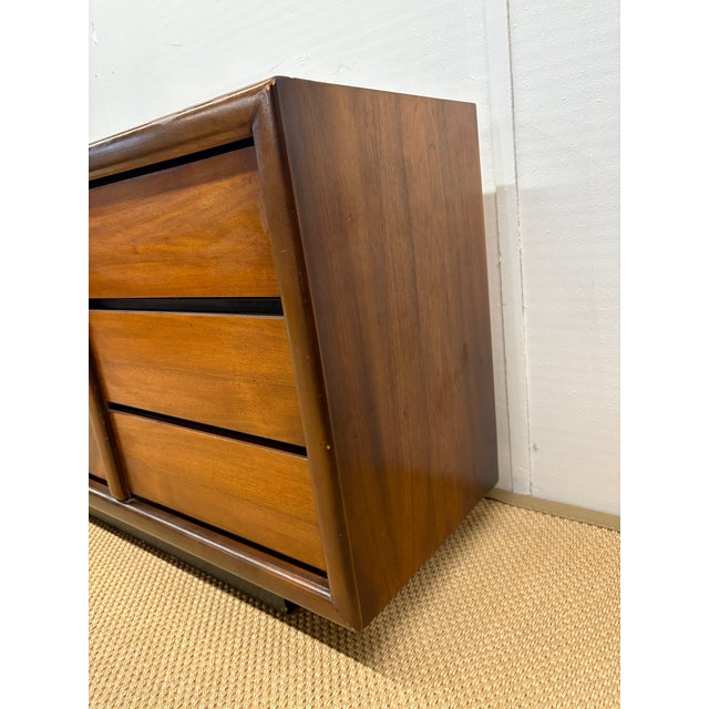Mid-Century Modern Chevron Book-Matched Walnut Dresser by Lane Furniture Company, C. 1960s For Sale In Boston - Image 6 of 10