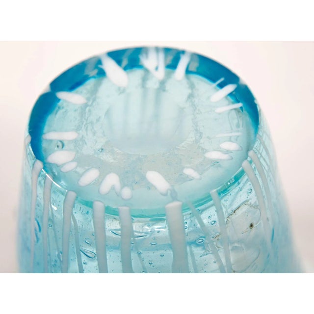 1970s Vintage Italian Murano Venini Venetian Art Glass Ice Bucket Blue and White For Sale - Image 11 of 12