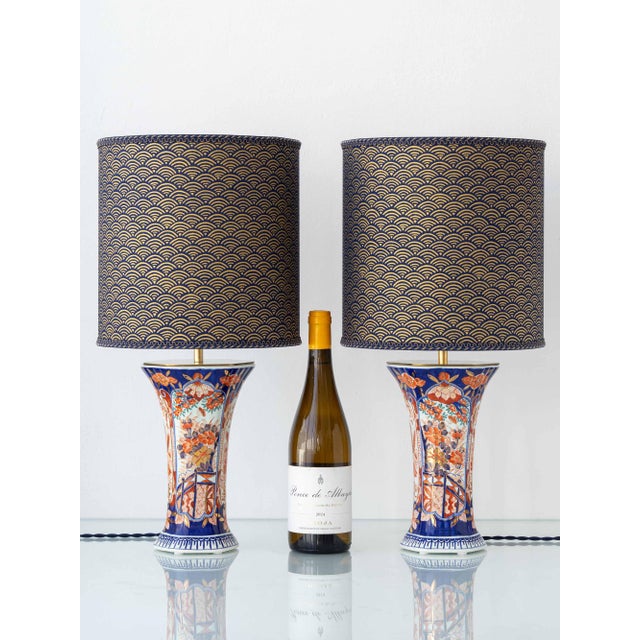 Pair of Delft Imari ceramic vases by Jaap Heinen, produced at Heinen Delfts Blauw in Putten, circa 1980s. Each vessel is...