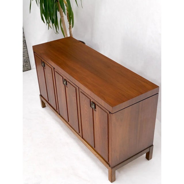 Three Doors Compartments Two Fitted Doors Walnut Mid Century Server Buffet For Sale - Image 9 of 13