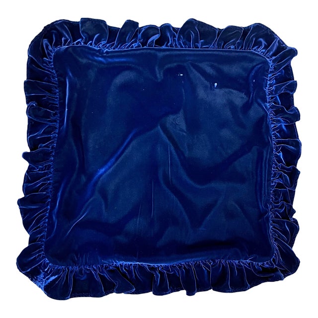 Ralph Lauren Blue Velvet Pillow Cover For Sale