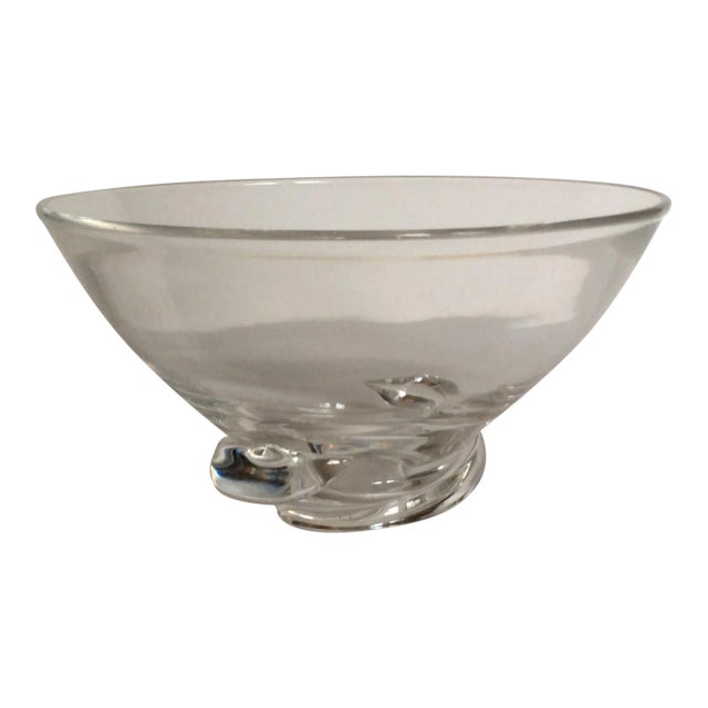 Vintage Clear Steuben Snail Bottom Crystal Bowl, Signed For Sale