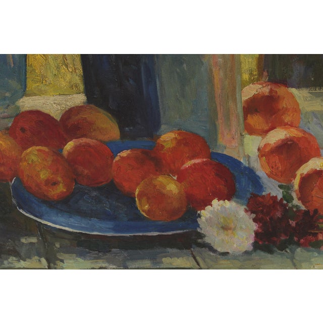 Traditional Large Oil on Canvas Still Life Fruit & Flowers For Sale - Image 3 of 14