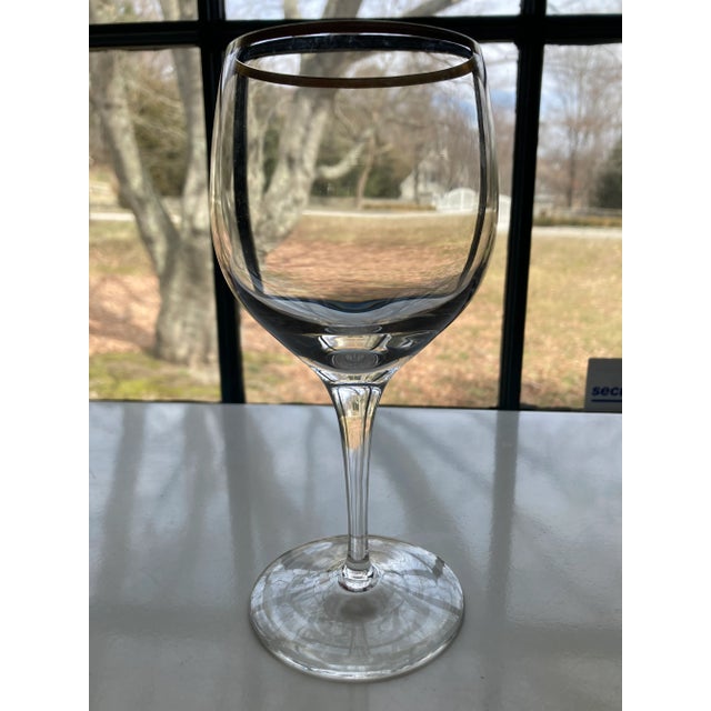 Lenox Contemporary Lenox Crystal & Gold Rim Wine Glass For Sale - Image 4 of 6