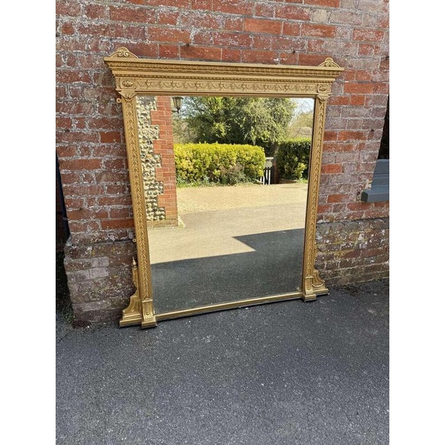 Large Antique English Overmantle Mirror For Sale - Image 6 of 7