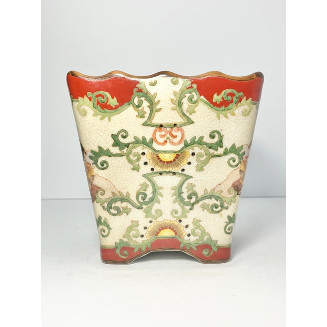 Vintage Ceramic French-Style Chinoiserie “Rooster” Jardinière Cachepot Planter For Sale - Image 4 of 8