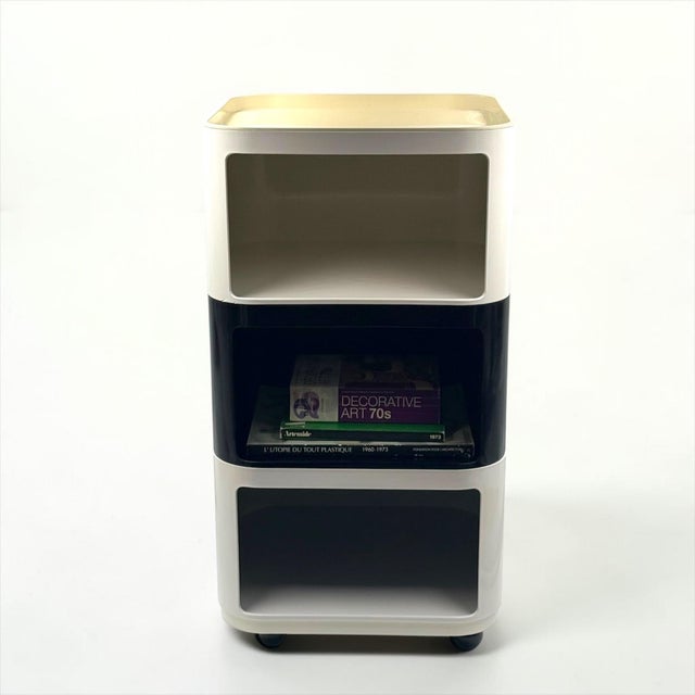 Kartell Vintage Black and White Componibili 4970 by Anna Castelli Ferrieri for Kartell, Italy, 1970s, Set of 3 For Sale - Image 4 of 16