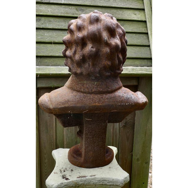 Weathered Cast Iron Bust of Ludwig van Beethoven A lovely piece for the garden, celebrating Beethoven and his Music The...