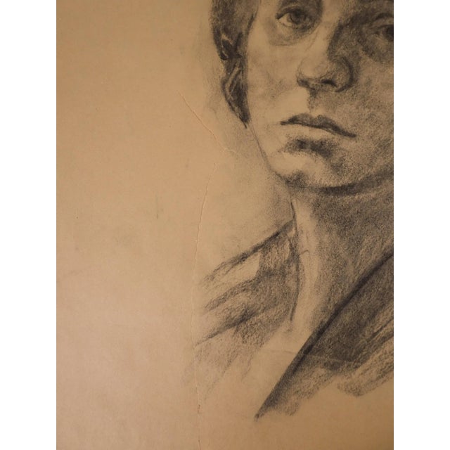 Vintage Charles Normann Charcoal Female Portrait Drawing For Sale - Image 4 of 4