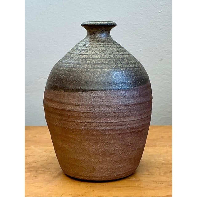 Vintage Textured Studio Pottery Vase For Sale - Image 16 of 16