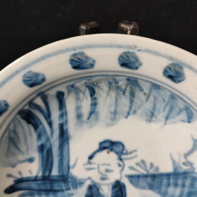 Chinese Ceramic Plate,Blue and White Porcelain Plate Hand Painted Figures Story Pattern For Sale In Seattle - Image 6 of 10