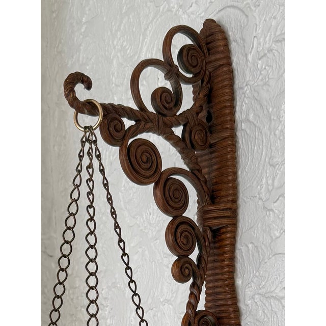 Rustic 1960s Rattan Style Plant Hanger and Bracket For Sale - Image 3 of 7