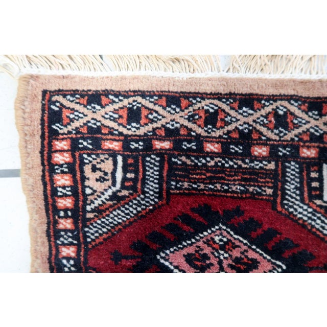 Textile 1960s, Handmade Vintage Uzbek Bukhara Mat Rug 1' X 1' For Sale - Image 7 of 8