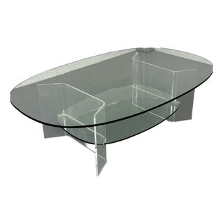 Space Age Italian Modern Glass and Acrylic Coffee Table, 1980s For Sale
