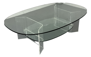 Space Age Italian Modern Glass and Acrylic Coffee Table, 1980s