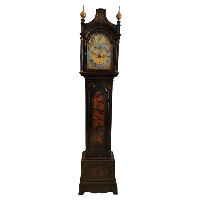 Grand Father Case Clock with Chinese Figures, 19th Century For Sale