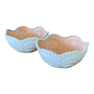 Vintage Coastal Scalloped Shell Decorative Bowls-Pair For Sale