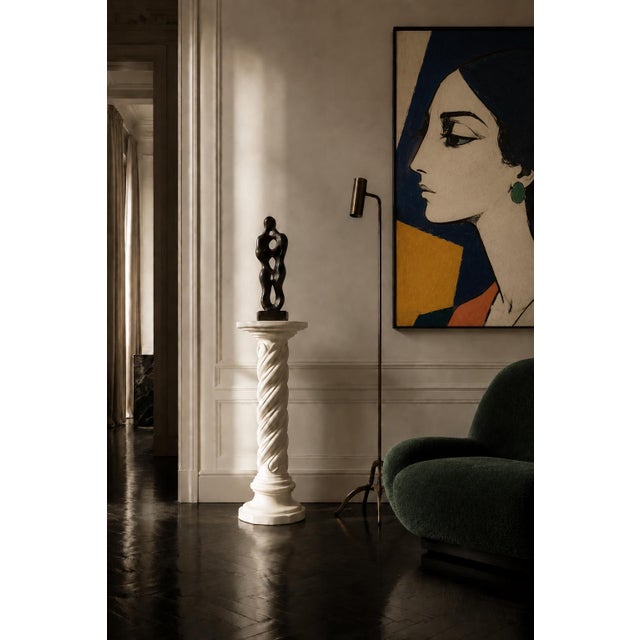 1962 Magidson Neoclassical Twisted Plaster or Chalkware Pedestal Column, Signed and Dated For Sale - Image 10 of 10