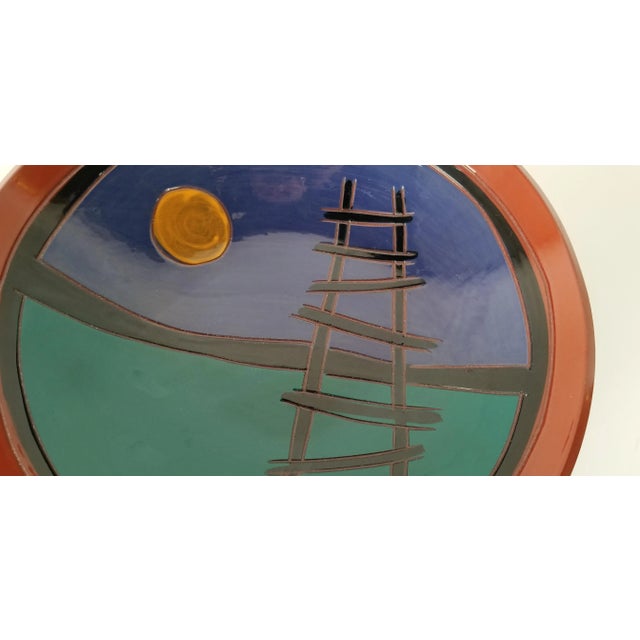 1990s Vintage Ken Artistic Hand-Painted Decorative Pottery Bowl For Sale In Miami - Image 6 of 10