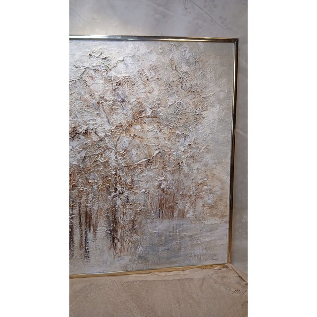 Abstract Mid 20th Century Mid-Century Modern Sara Coveney "Winter Woods" Impasto Landscape Painting For Sale - Image 3 of 13