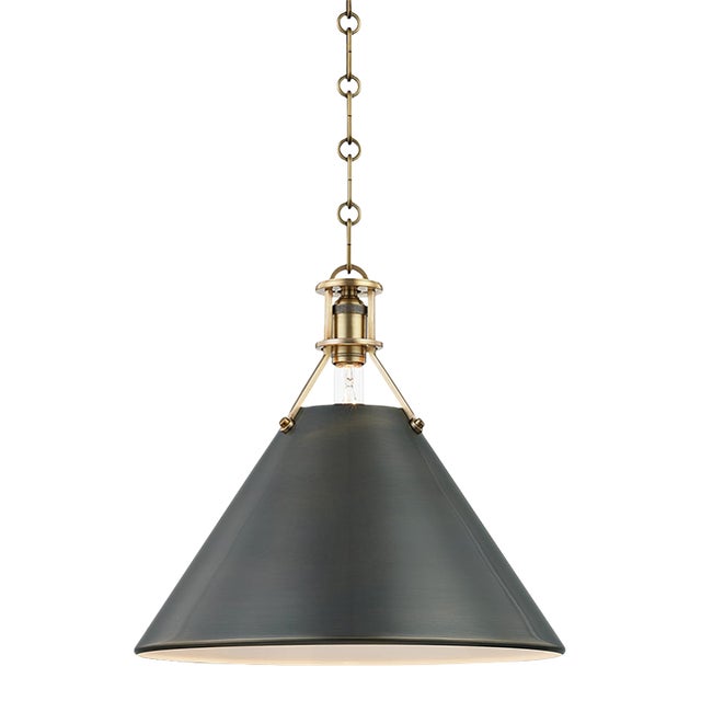 Hudson Valley Lighting Mark D. Sikes Metal No.2 1-Light Large Pendant, Aged/Antique Distressed Bronze For Sale