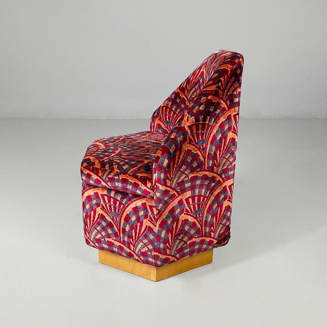 Italian Modular Sofa in Geometric Fabric and Wood, 1970s, Set of 6 For Sale - Image 11 of 18