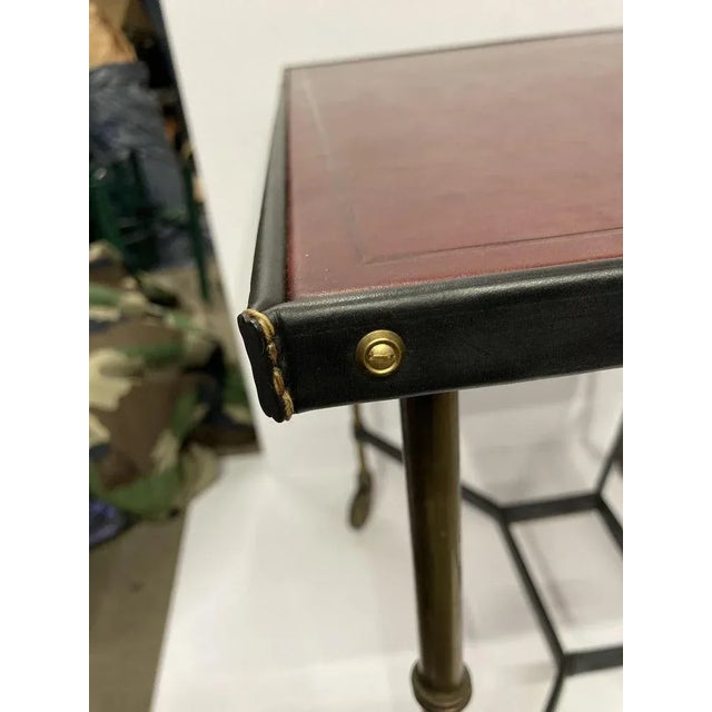 Black Leather Sheathed Table by Jacques Adnet, 1950s For Sale - Image 8 of 11