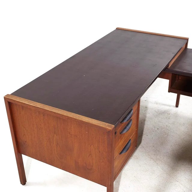 Jens Risom Mid Century Walnut Corner Desk For Sale - Image 9 of 11