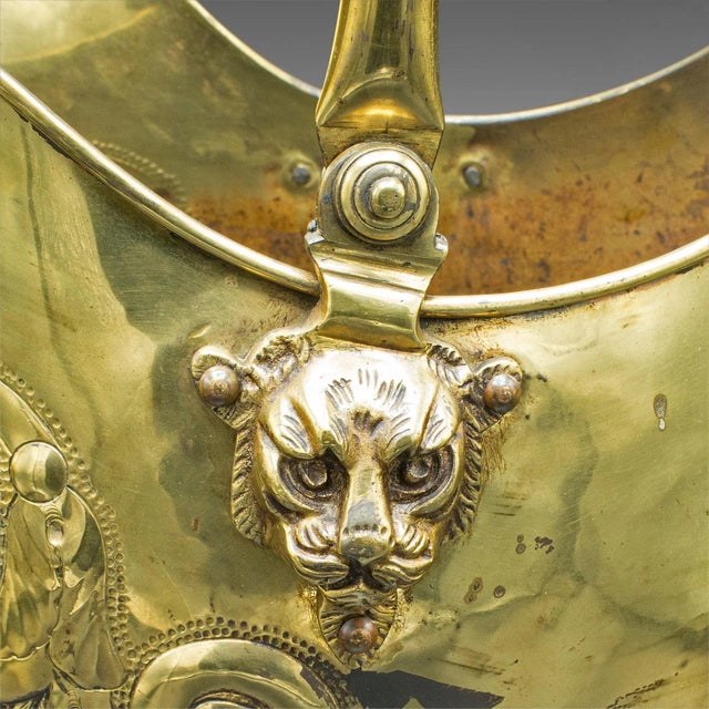 1850 Victorian Antique Country House Fireside Bin, Brass, Ebony, Decor, Fire Bucket For Sale - Image 11 of 12