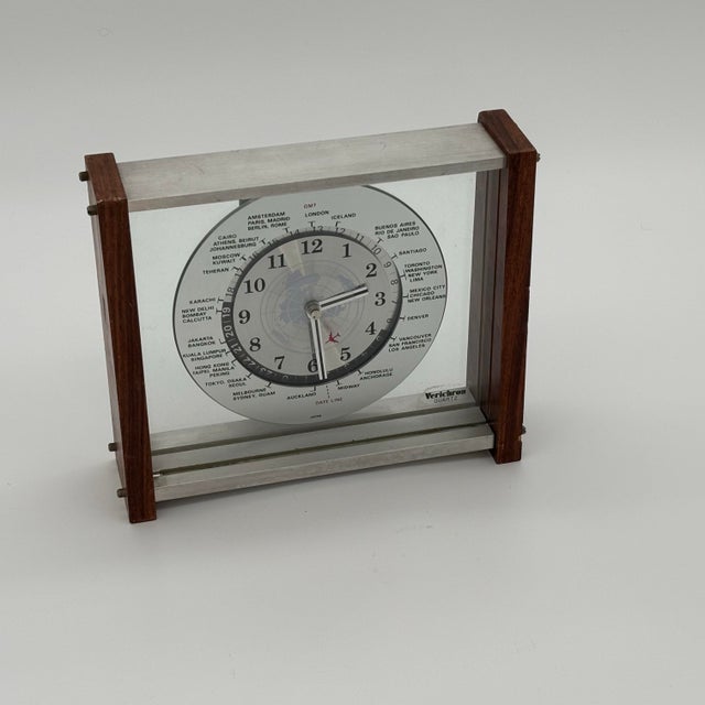 Mid-Century Verichron Executive World Desk Clock For Sale - Image 4 of 12
