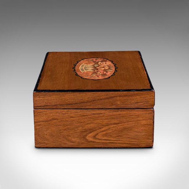 Wood Antique Sorrentoware Keepsake Box, Italian Walnut Dressing Table Case, Victorian For Sale - Image 7 of 12