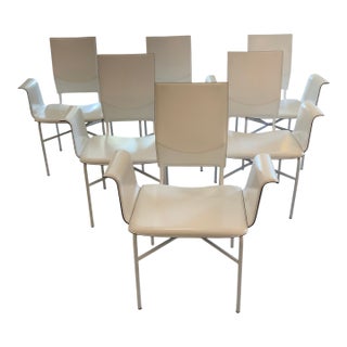 Matteo Grassi Dining Chairs Set of 6 in White Leather For Sale