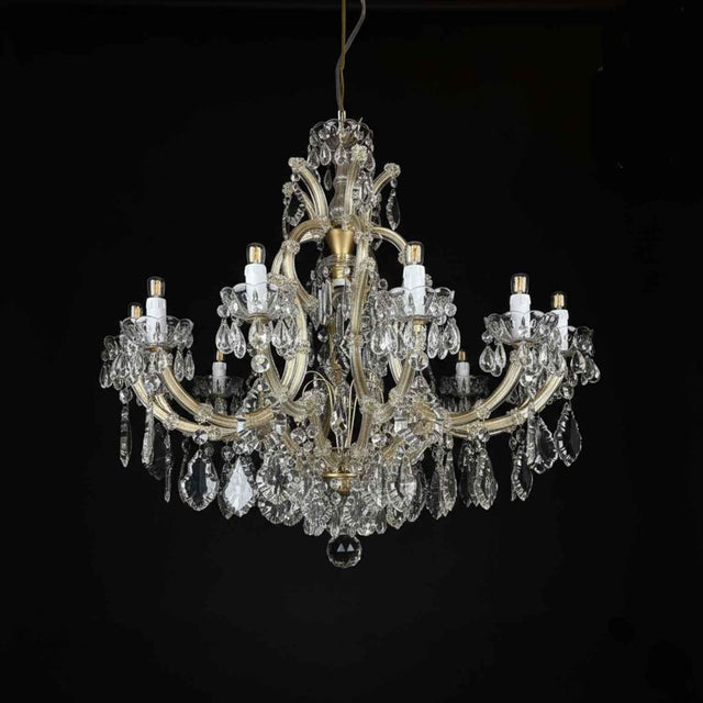 Metal Antique Italian Maria Theresa Style Crystal Chandelier, 1950s For Sale - Image 7 of 15