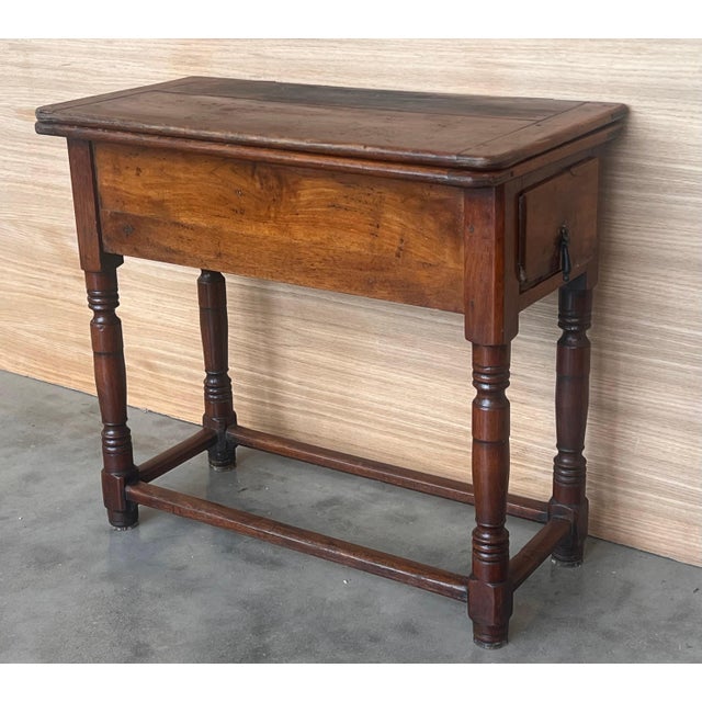 Summer Side Folding Oak Table with Square Top, 1940s For Sale - Image 10 of 18